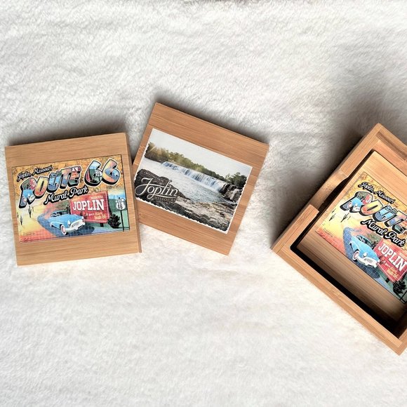 NWT Joplin Missouri Route 66 Set of Wooden Coasters - Picture 5 of 16